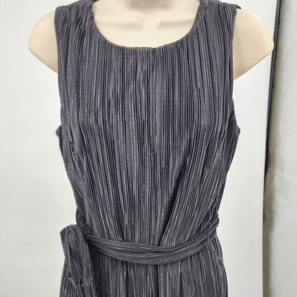 Anne Klein Size 2 Womens Black Pleated Sleeveless Wide Leg Jumpsuit - Picture 3 of 12